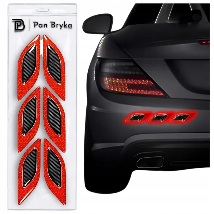 6 X NAKLEJKI NALEPKI FOLIA OCHRONNA ŻYWICZNA 3D ODBLASKOWA NA SAMOCHÓD Wyprzedaż