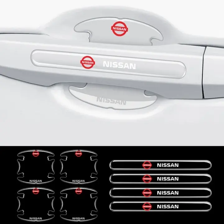 Zamów teraz Przezroczyste Naklejki Pod Klamki drzwi samochodu NISSAN z Logo 8 szt