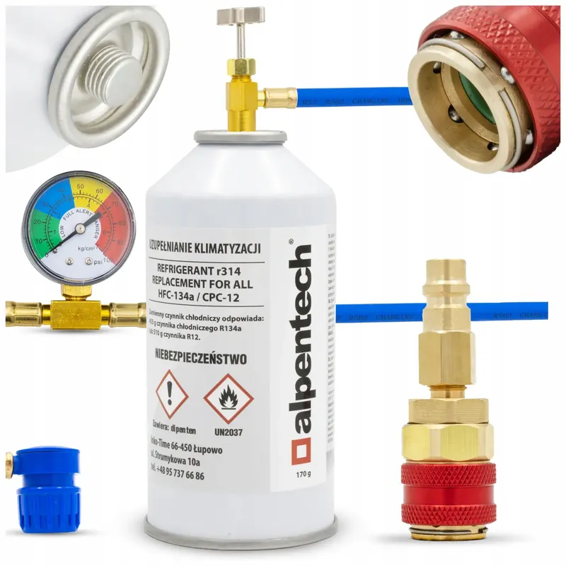 ZESTAW DO NABIJANIA KLIMATYZACJI AUT GAZ R134A CZYNNIK CHŁODNICZY KLIMY Kup teraz